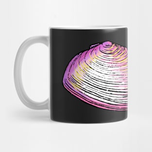 Pink, yellow and mint vintage seashell print. Mug